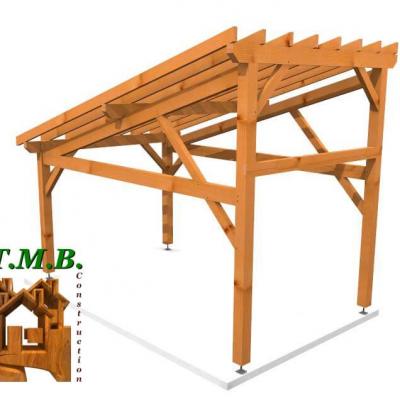 Carport en bois 1014s monopente stmb construction