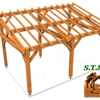 Vue carport bois 1100 stmb construction