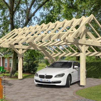 Vue carport bois asymetrique epicea 1000 stmb construction