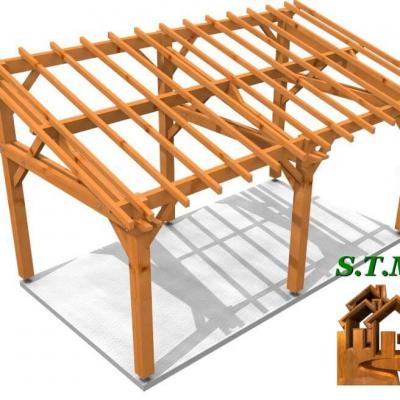 Vue carport en bois 1006 stmb construction